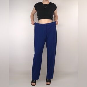 ST JOHN Emma Crepe Blue Tailored Trouser Pant‎ Size 16 USA
